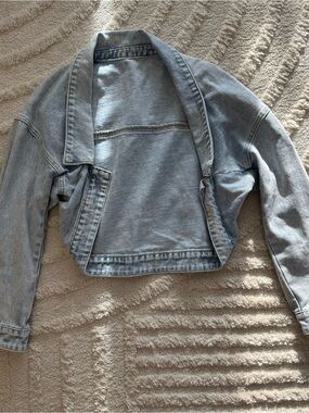 Y2K Style Light Wash Cropped Denim Bolero Jacket Open Front Womens Size Small